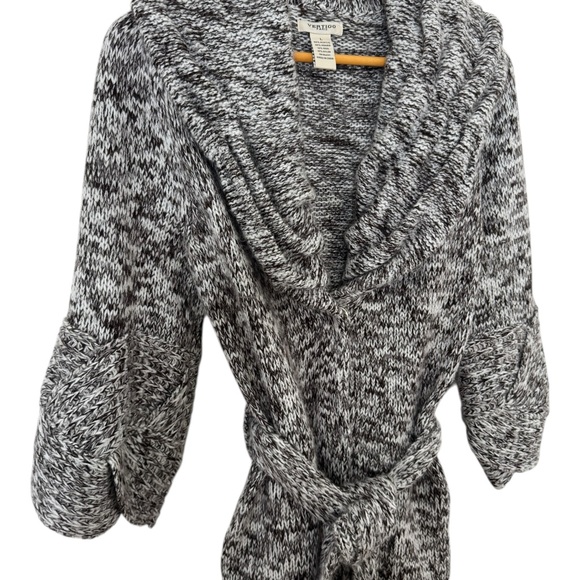 Vertigo Paris Brown and White Cardigan Wrapped Knot Sweater Large - Picture 3 of 7